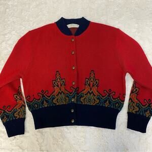 Vintage St. Michael Red Cardigan Sweater Size EU 42 or US 14